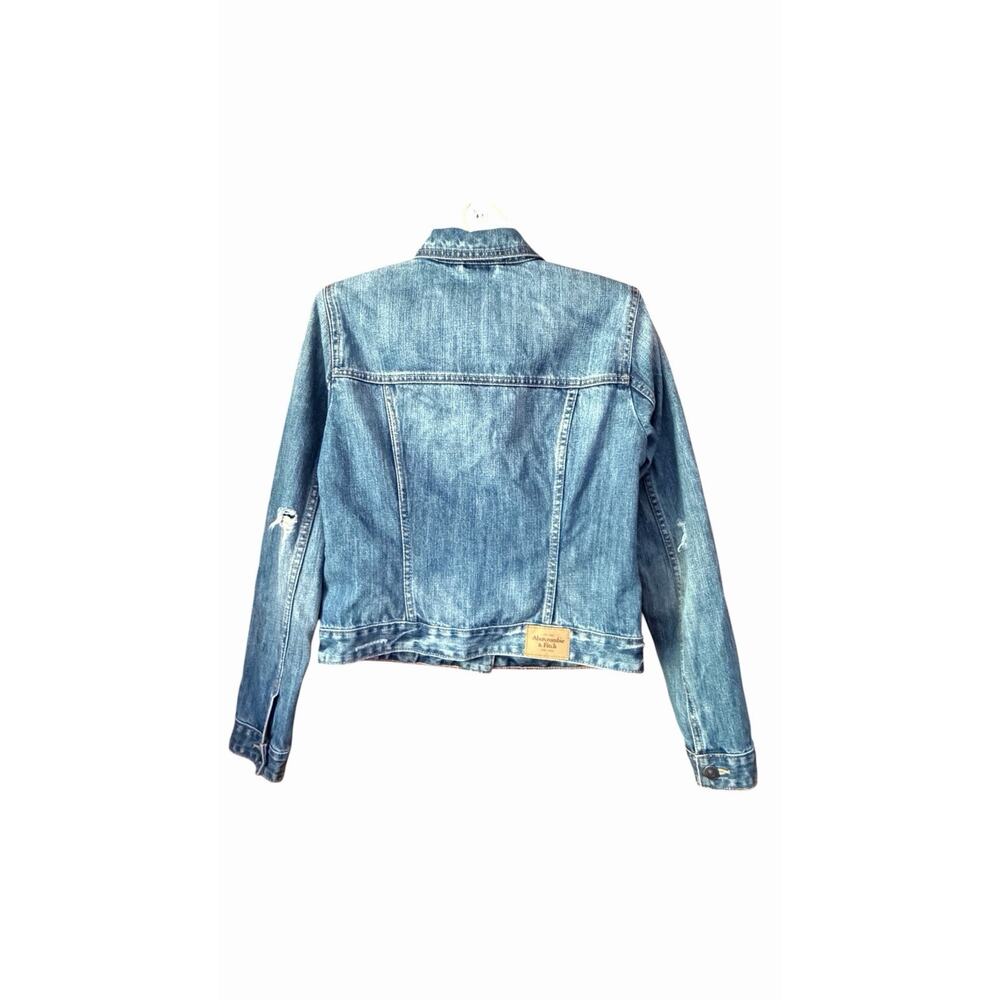 Abercrombie & Fitch Vintage Distressed Denim Trucker Jacket Y2K Women's Size M - Picture 11 of 16